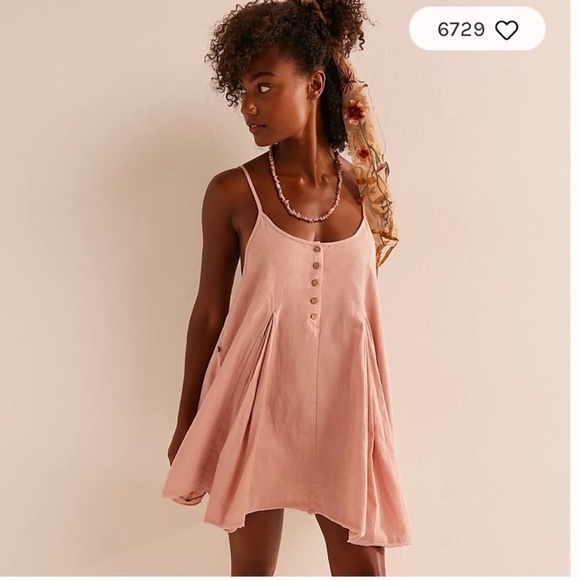 FREE PEOPLE Pick Me Up Pink Mini Dress NWOT sz med - Picture 2 of 9